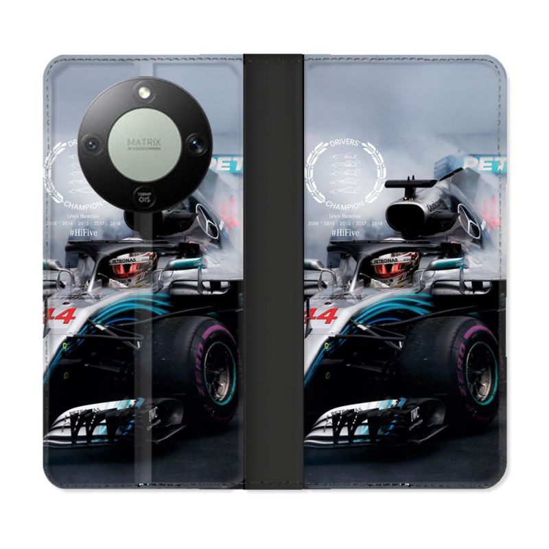 Housse Cuir Portefeuille Pour Honor Magic 8 Lite 5G Formule 1 F1 Mercedes Petronas