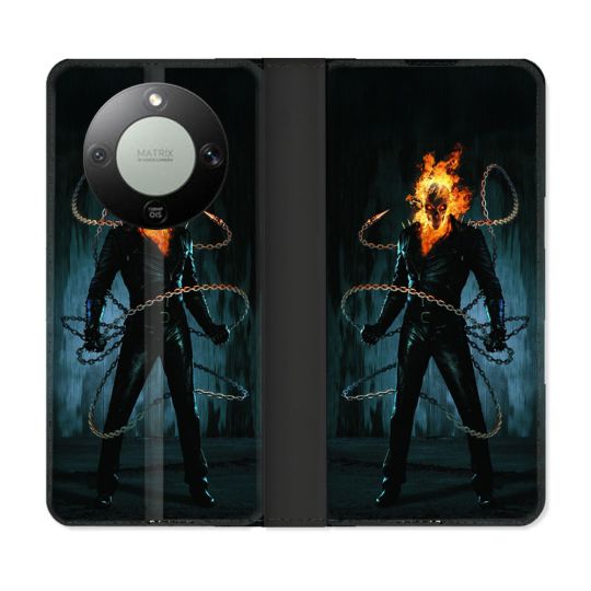 Housse Cuir Portefeuille Pour Honor Magic 8 Lite 5G Ghost Rider