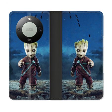 Housse Cuir Portefeuille Pour Honor Magic 8 Lite 5G Groot Bleu