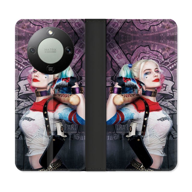 Housse Cuir Portefeuille Pour Honor Magic 8 Lite 5G Harley Quinn Batte