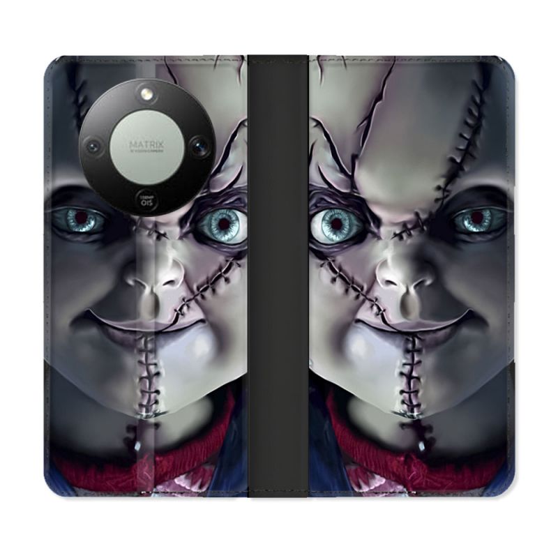 Housse Cuir Portefeuille Pour Honor Magic 8 Lite 5G Horreur Chucky Cicatrice