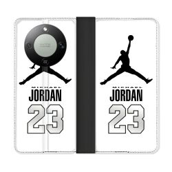 Housse Cuir Portefeuille Pour Honor Magic 8 Lite 5G Jordan 23 Blanc