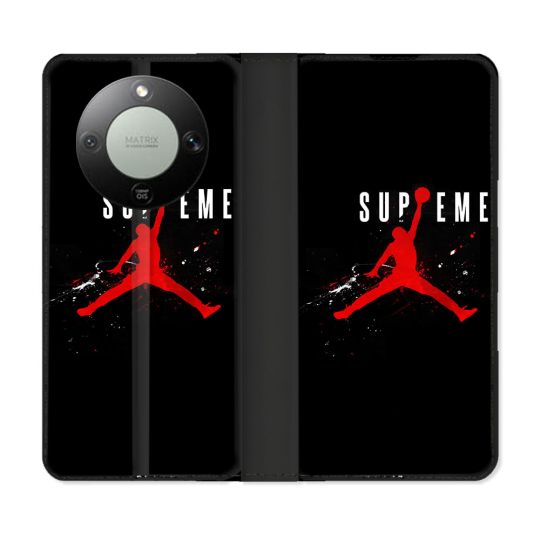 Housse Cuir Portefeuille Pour Honor Magic 8 Lite 5G Jordan Supreme Noir