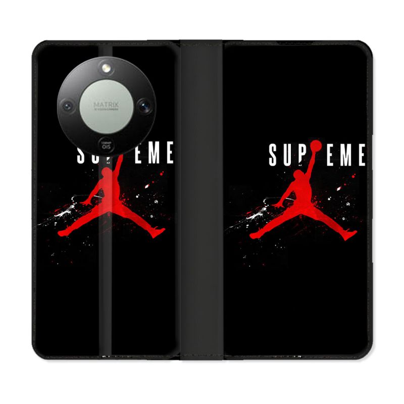 Housse Cuir Portefeuille Pour Honor Magic 8 Lite 5G Jordan Supreme Noir