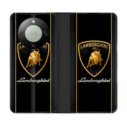 Housse Cuir Portefeuille Pour Honor Magic 8 Lite 5G Lamborghini Carbone