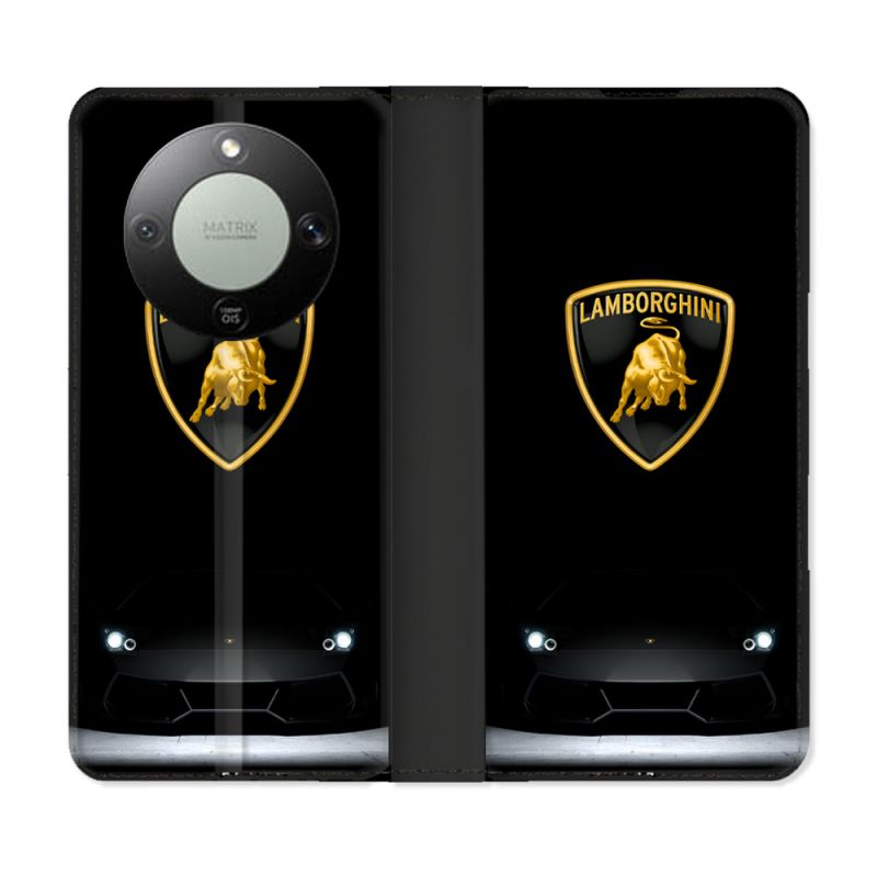 Housse Cuir Portefeuille Pour Honor Magic 8 Lite 5G Lamborghini Noir