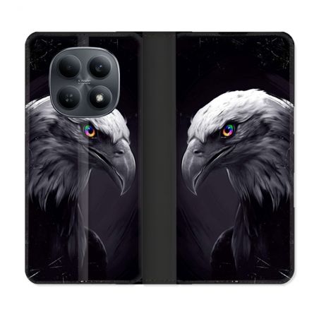 Housse Cuir Portefeuille Pour Xiaomi Redmi Note 15 4G Animal Aigle Royal Noir