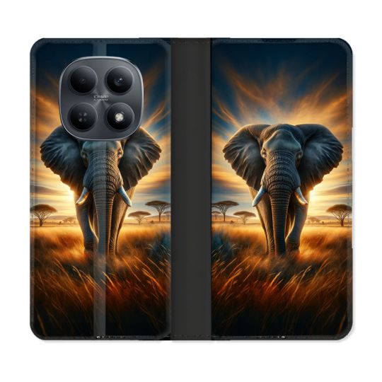 Housse Cuir Portefeuille Pour Xiaomi Redmi Note 15 4G Animal Elephant Savane