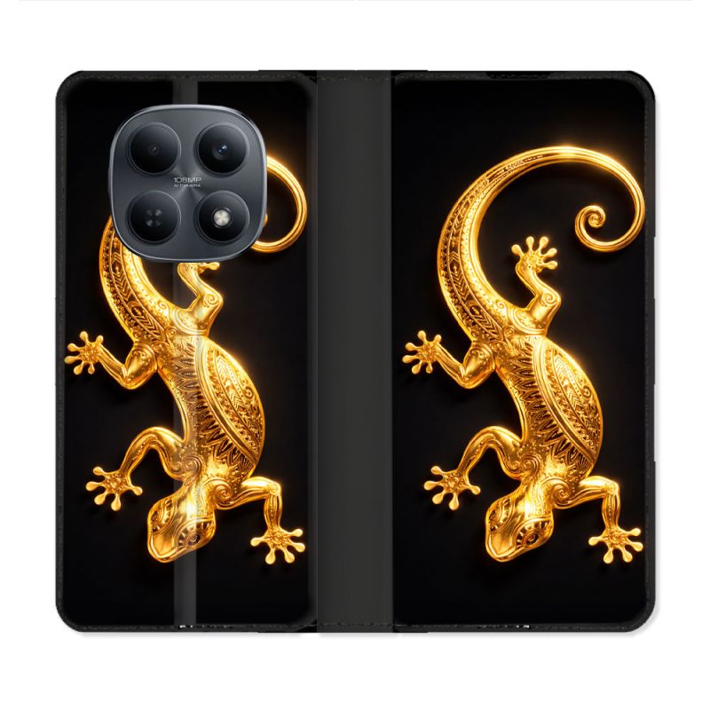 Housse Cuir Portefeuille Pour Xiaomi Redmi Note 15 4G Animal Lezard Noir 2026