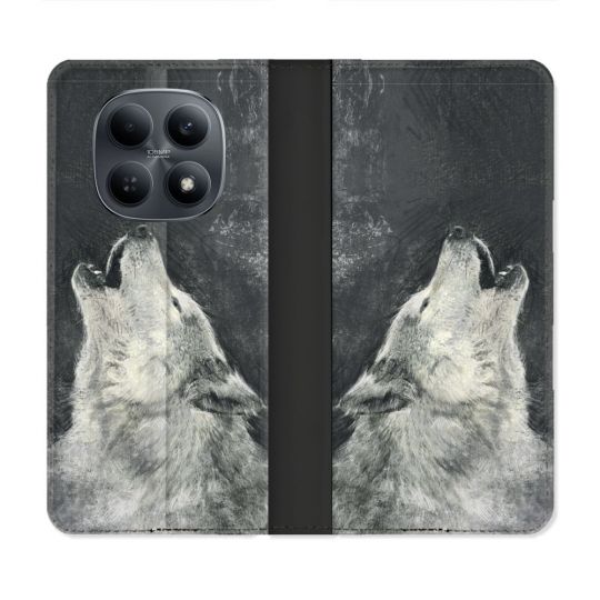 Housse Cuir Portefeuille Pour Xiaomi Redmi Note 15 4G Animal Loup Hurlement