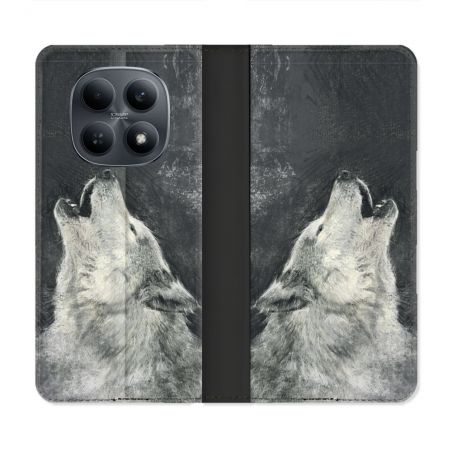 Housse Cuir Portefeuille Pour Xiaomi Redmi Note 15 4G Animal Loup Hurlement