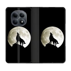 Housse Cuir Portefeuille Pour Xiaomi Redmi Note 15 4G Animal Loup Noir