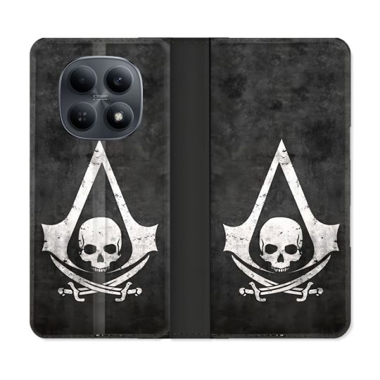Housse Cuir Portefeuille Pour Xiaomi Redmi Note 15 4G Assassin Creed Tete Mort