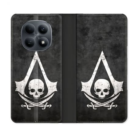 Housse Cuir Portefeuille Pour Xiaomi Redmi Note 15 4G Assassin Creed Tete Mort