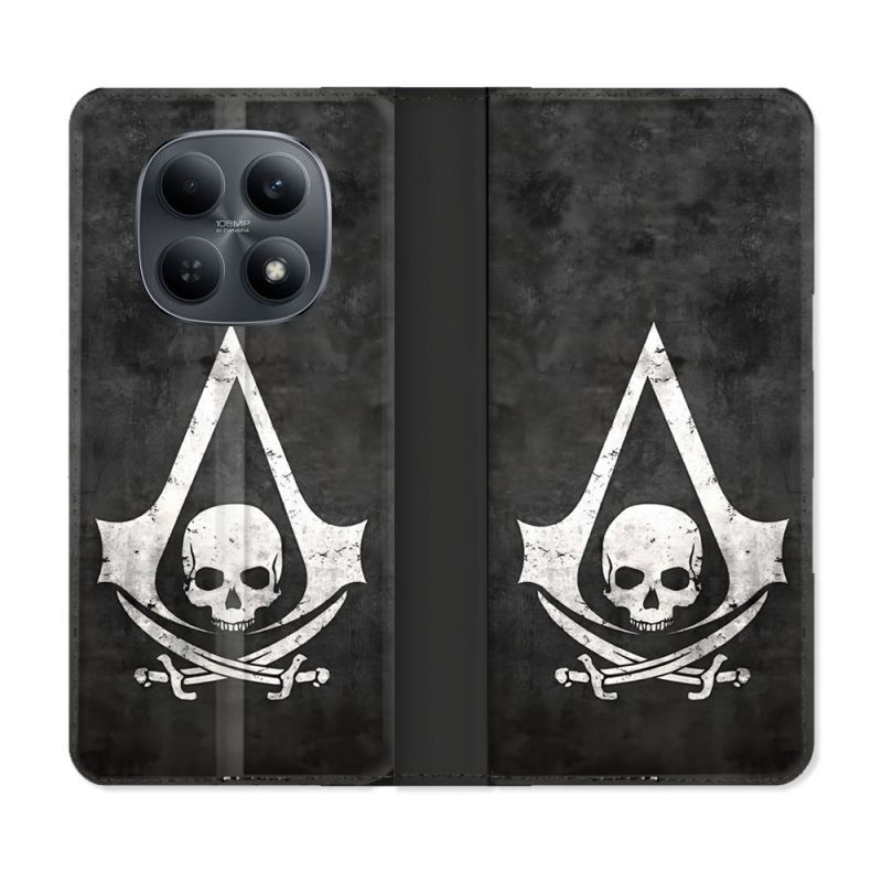 Housse Cuir Portefeuille Pour Xiaomi Redmi Note 15 4G Assassin Creed Tete Mort