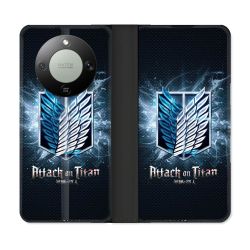Housse Cuir Portefeuille Pour Honor Magic 8 Lite 5G Manga Attaque Titans Noir