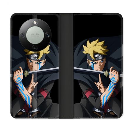 Housse Cuir Portefeuille Pour Honor Magic 8 Lite 5G Manga Boruto Tatouage