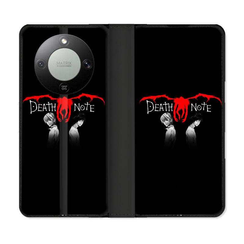 Housse Cuir Portefeuille Pour Honor Magic 8 Lite 5G Manga Death Note Noir