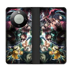 Housse Cuir Portefeuille Pour Honor Magic 8 Lite 5G Manga Demon Slayer Groupe