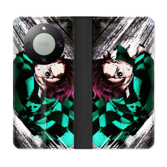Housse Cuir Portefeuille Pour Honor Magic 8 Lite 5G Manga Demon Slayer Tanjiro