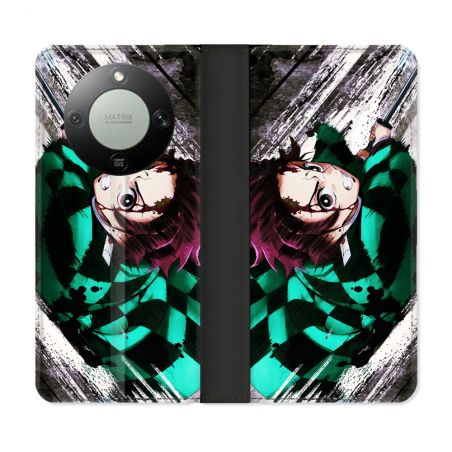 Housse Cuir Portefeuille Pour Honor Magic 8 Lite 5G Manga Demon Slayer Tanjiro