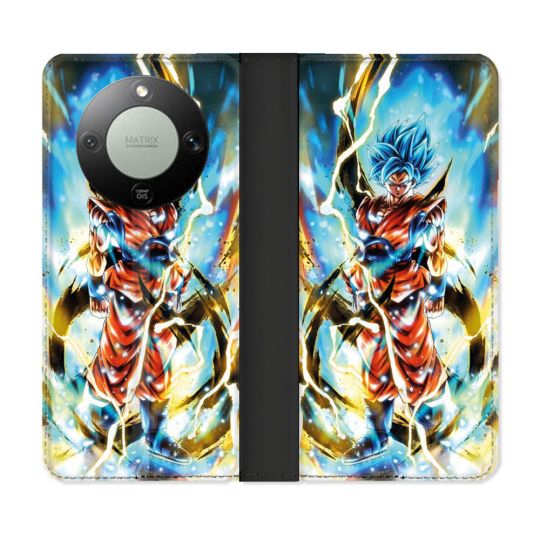 Housse Cuir Portefeuille Pour Honor Magic 8 Lite 5G Manga Dragon Ball Sangoku Blanc