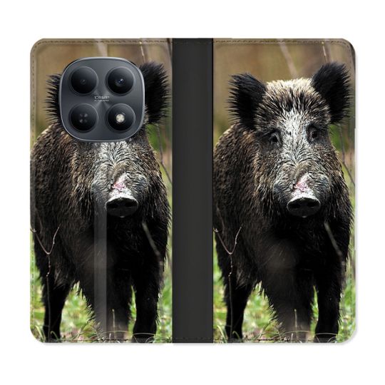 Housse Cuir Portefeuille Pour Xiaomi Redmi Note 15 4G Chasse Sanglier bois