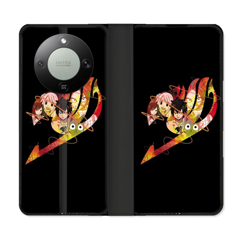 Housse Cuir Portefeuille Pour Honor Magic 8 Lite 5G Manga Fairy Tail Logo Noir