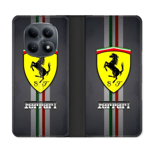 Housse Cuir Portefeuille Pour Xiaomi Redmi Note 15 4G Ferrari Carbone
