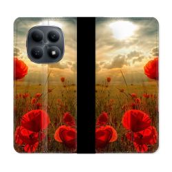 Housse Cuir Portefeuille Pour Xiaomi Redmi Note 15 4G Fleur Coquelicot