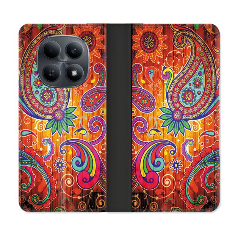 Housse Cuir Portefeuille Pour Xiaomi Redmi Note 15 4G Fleur Psychedelic