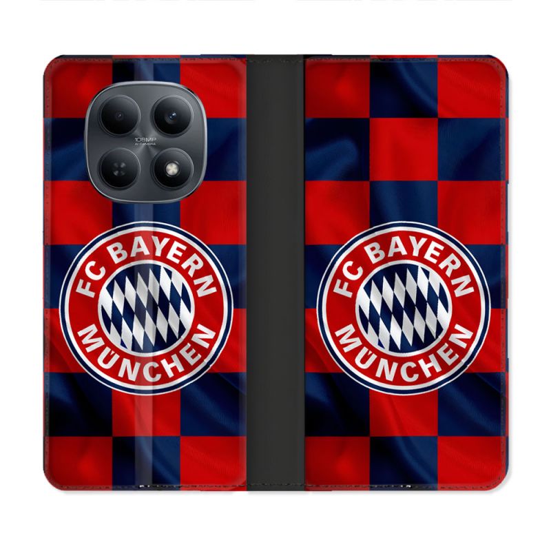 Housse Cuir Portefeuille Pour Xiaomi Redmi Note 15 4G Foot Bayern Munich Carreaux