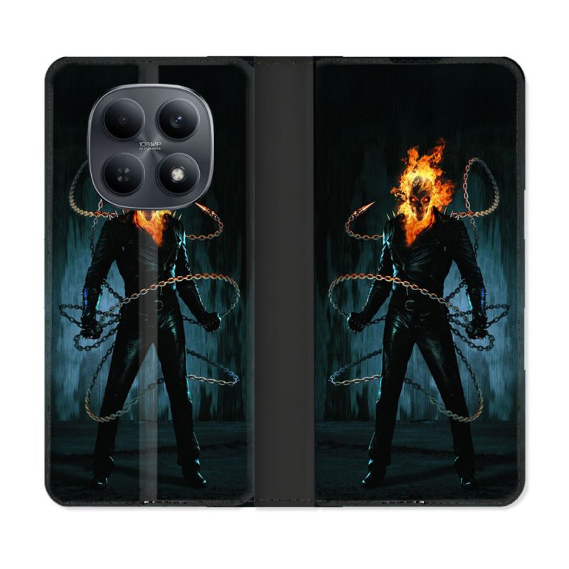 Housse Cuir Portefeuille Pour Xiaomi Redmi Note 15 4G Ghost Rider