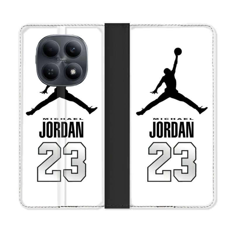 Housse Cuir Portefeuille Pour Xiaomi Redmi Note 15 4G Jordan 23 Blanc