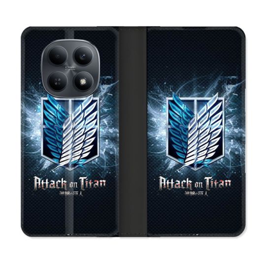 Housse Cuir Portefeuille Pour Xiaomi Redmi Note 15 4G Manga Attaque Titans Noir