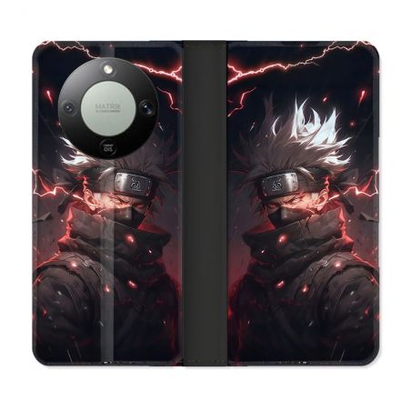 Housse Cuir Portefeuille Pour Honor Magic 8 Lite 5G Manga Naruto Kakashi Dark