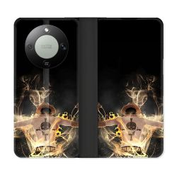 Housse Cuir Portefeuille Pour Honor Magic 8 Lite 5G Manga One Piece Ace Noir