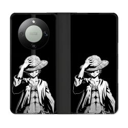 Housse Cuir Portefeuille Pour Honor Magic 8 Lite 5G Manga One Piece Luffy Noir
