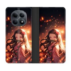 Housse Cuir Portefeuille Pour Xiaomi Redmi Note 15 4G Manga Demon Slayer Nezuko Rose