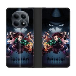 Housse Cuir Portefeuille Pour Xiaomi Redmi Note 15 4G Manga Demon Slayer Noir