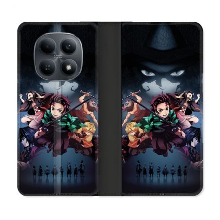 Housse Cuir Portefeuille Pour Xiaomi Redmi Note 15 4G Manga Demon Slayer Noir