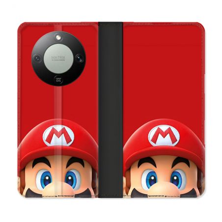 Housse Cuir Portefeuille Pour Honor Magic 8 Lite 5G Mario Rouge