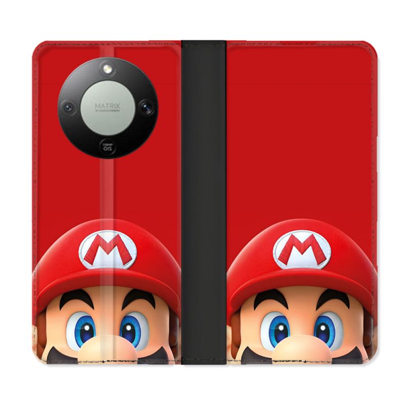 Housse Cuir Portefeuille Pour Honor Magic 8 Lite 5G Mario Rouge