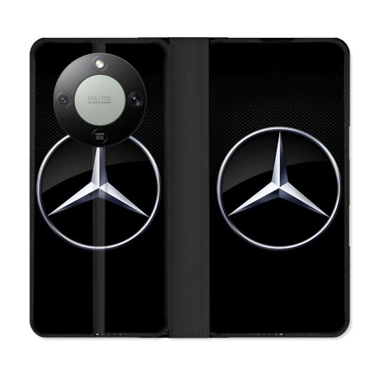 Housse Cuir Portefeuille Pour Honor Magic 8 Lite 5G Mercedes Carbone
