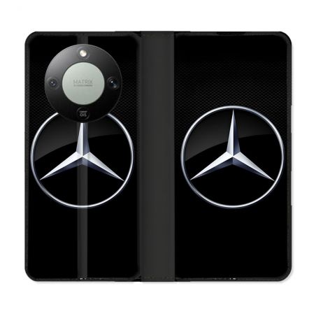 Housse Cuir Portefeuille Pour Honor Magic 8 Lite 5G Mercedes Carbone