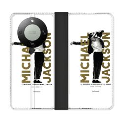 Housse Cuir Portefeuille Pour Honor Magic 8 Lite 5G Michael Jackson Blanc