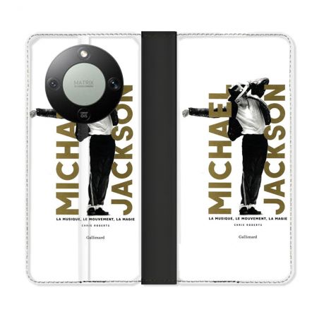Housse Cuir Portefeuille Pour Honor Magic 8 Lite 5G Michael Jackson Blanc