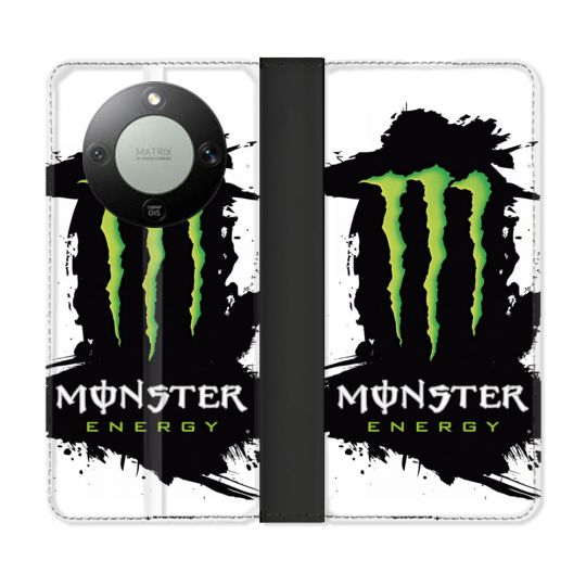 Housse Cuir Portefeuille Pour Honor Magic 8 Lite 5G Monster Energy Tache