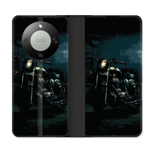 Housse Cuir Portefeuille Pour Honor Magic 8 Lite 5G Moto Harley Vintage