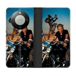Housse Cuir Portefeuille Pour Honor Magic 8 Lite 5G Musique Johnny Hallyday Moto
